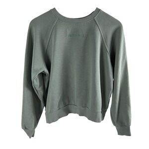 Savage X Fenty Cropped Crew Sweatshirt Green Logo Spellout Jersey Fleece Size M